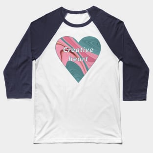 creative heart patterned with pink turquoise agate slice Baseball T-Shirt